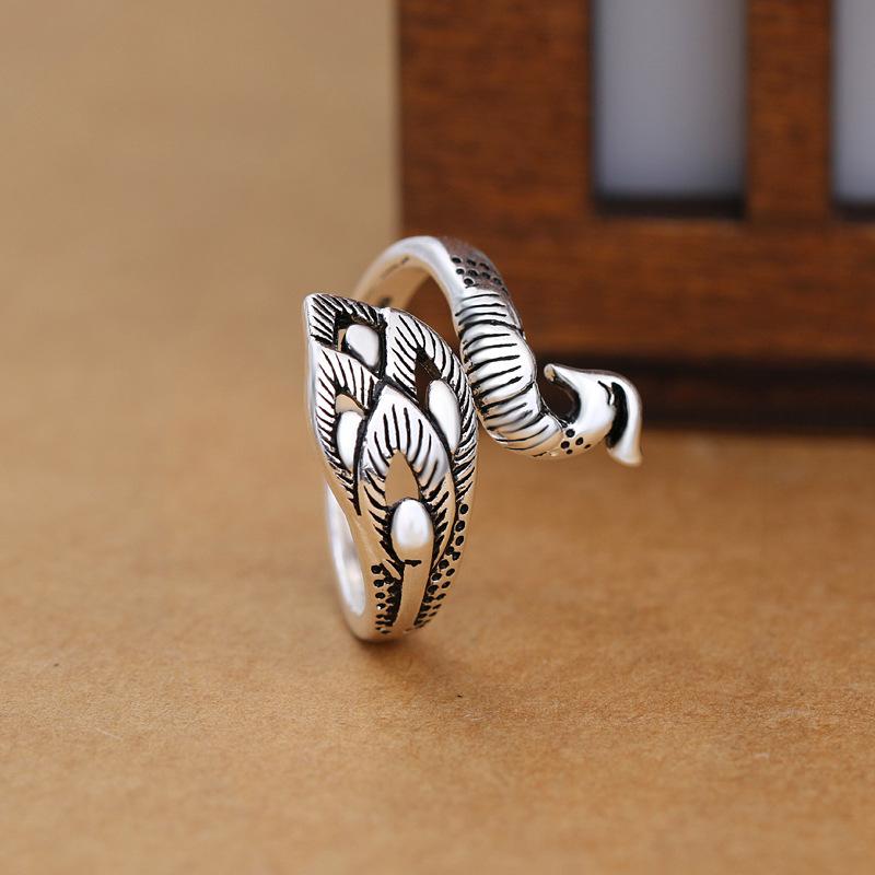 925 Sterling Silver Peacock Adjustable Rings for Women Engagement Wedding Elegant Luxury Jewelry Accessories Jewellery