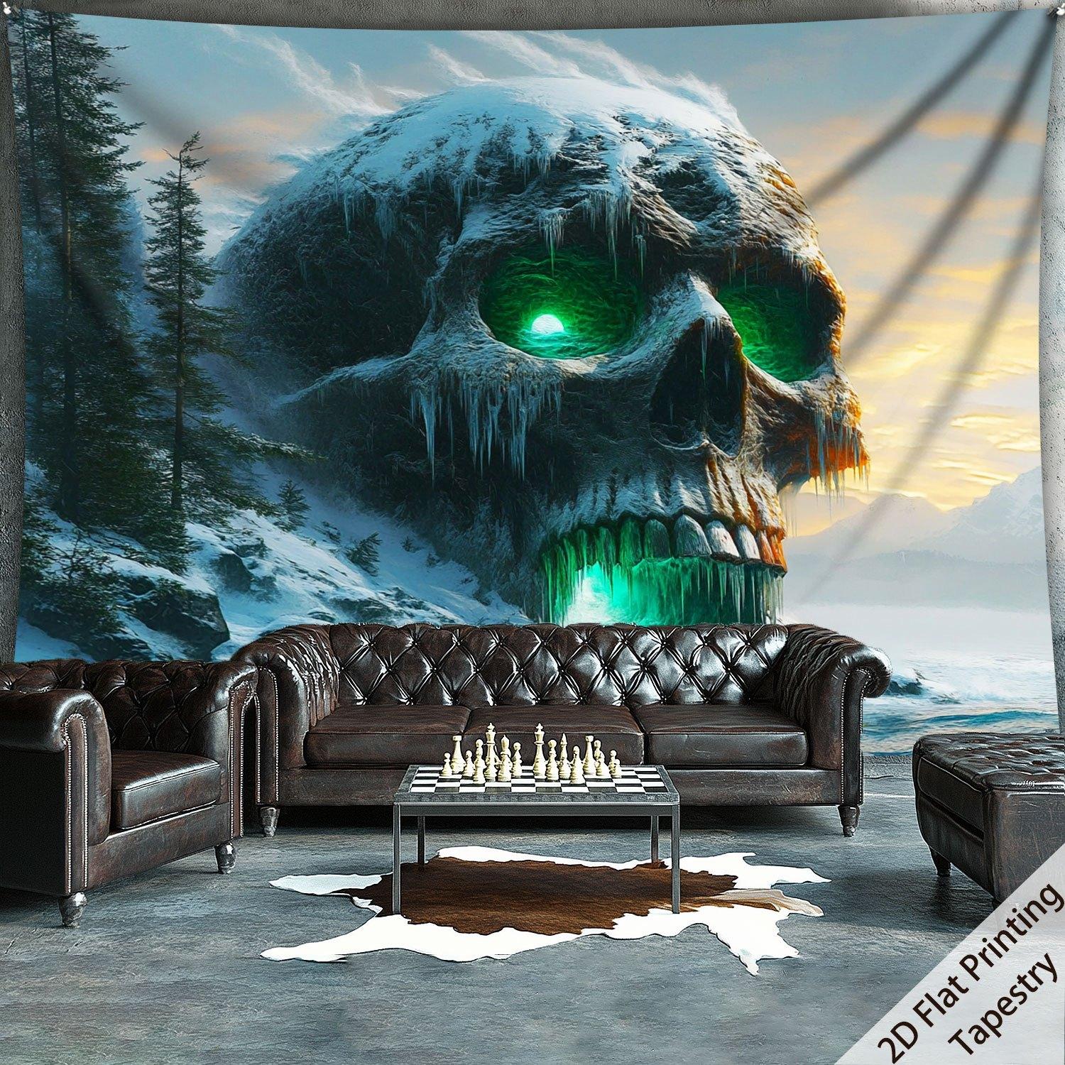 

Skeleton Lake Snow Scenery Digital printing polyester wall tapestry suitable for use in living rooms bedrooms offices bars party 74x94cm(29x37in)