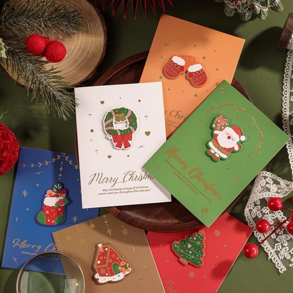 10pcs 3D Merry Christmas Greeting Cards DIY Greetings Postcard Creative Blessing Cards New Year