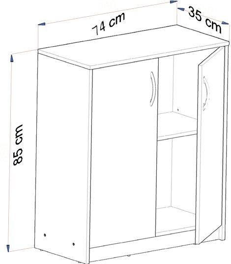 Chest Of Drawers 2D White Two-Door Bookcase With Shelf