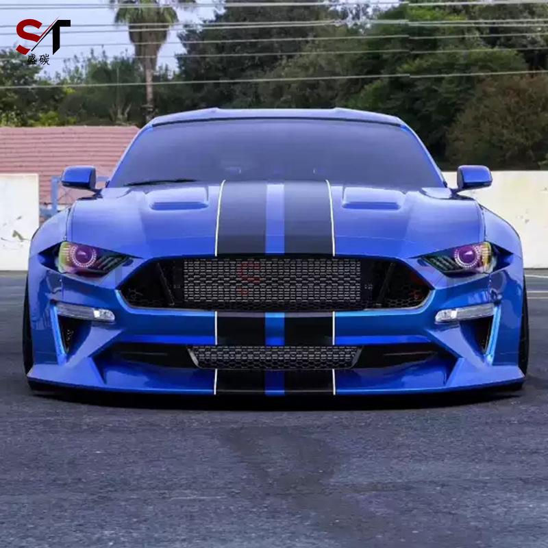 18-22 Ford Mustang Wide Body Kit: Resin Front Lip, Fender Flares, Rear Spoiler, Side Skirts