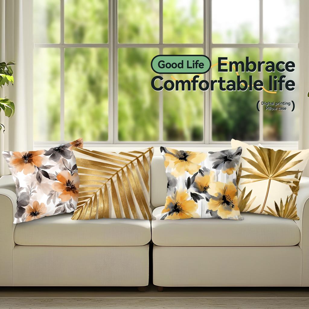 Retro Pastoral Flowers And Plants Cushions Pillowcase Polyester Cushion Cover Throw Pillow Pillowcover Home Car Sofa Decor