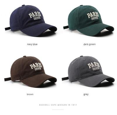 Washed Letter Paris Embroidered Duckbill Hat