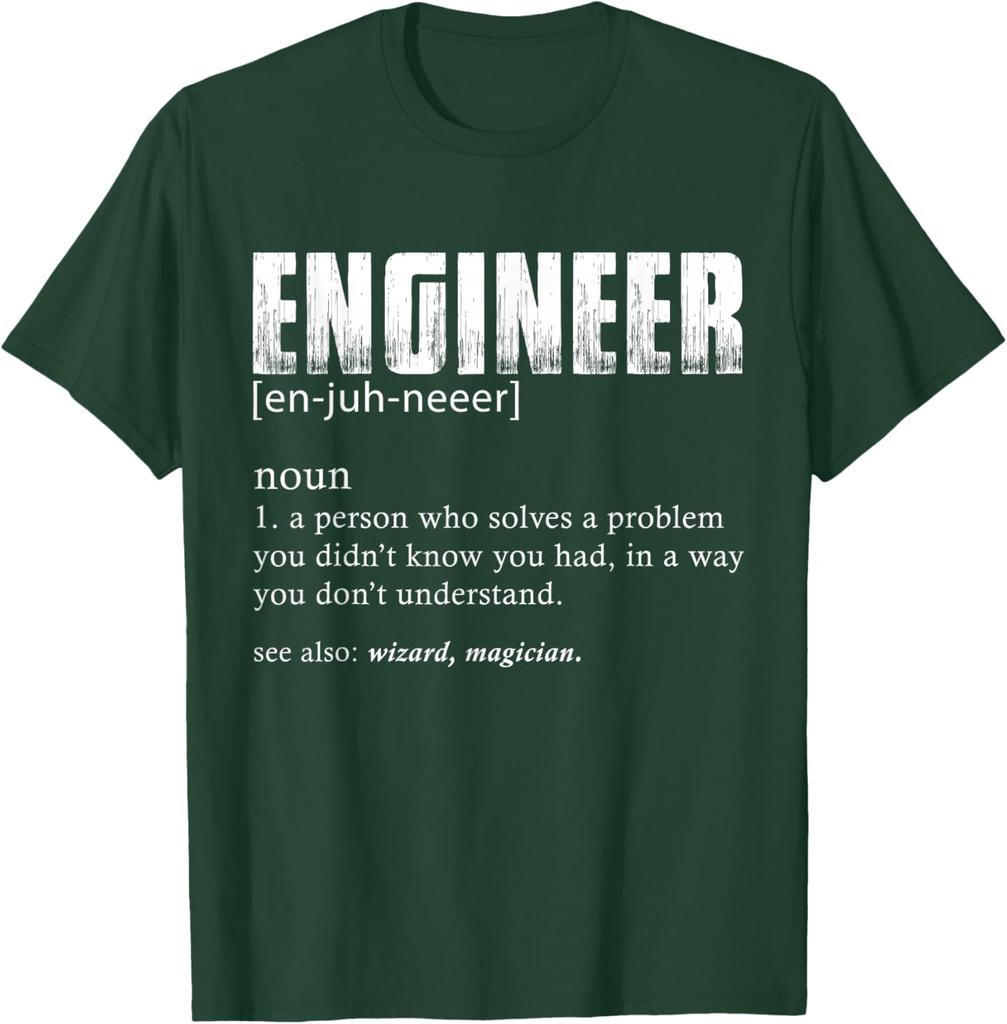 Engineer Definition Funny Noun T Shirt Soft Cotton Graphic Tee for Men Casual Sports