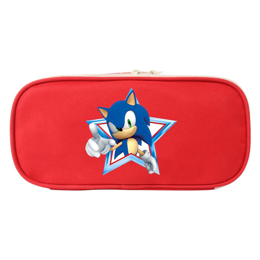 Sonic The Hedgehog Student Pencil Case Canvas Large Capacity Zipper Pen Bag For School Supplies And Teen Gift