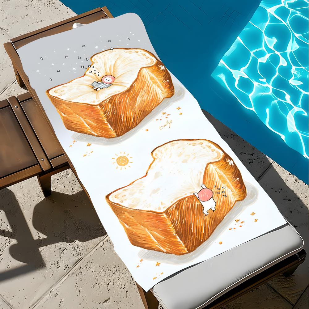 Art Bread Cute Towel Towel Soft Pool Gift For Travel Gym Shower Cool Camping Quick Dry Sports  Large Beach Towel
