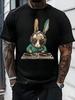 DJ Rabbit Graphic Digital Printed T Shirt 220g 1Pcs Street Style Men's Casual 100% Cotton Tee Hip Hop Music Theme Fashion Top