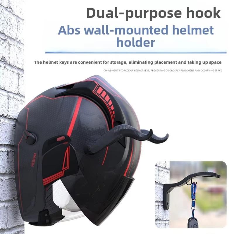 Space Saving Motorcycle Helmets Wall Hook Organizers ABS Mounting Bracket Simple Installation for Home Garage Or Kitchen