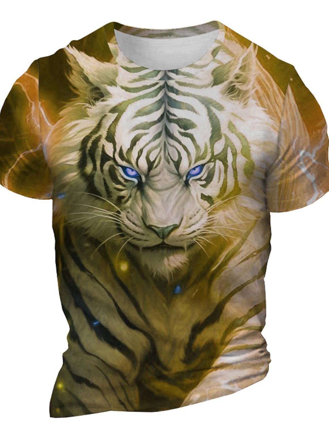 Мужская футболка с графикой тигра и 3D принтом дракона — фото 4