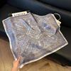 Simulated silk women's small square scarf, Korean cashew nut leopard print small silk scarf, headscarf, four-season scarf, professional scarf.