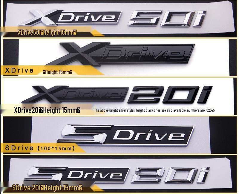 Compatibel met BMW X1, X3, X5, X6 xDrive Modellen: 20i, 28i, 30i, 35i, 40i - Logo op Spatbord Zijkant en Achterkant.