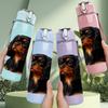 1PC Poodle Dog Curly Dark Fur Portrait 750ml Color Plastic Sports Water Bottle Leakproof Flip Straw Lid Suitable for Sports Office Home Use