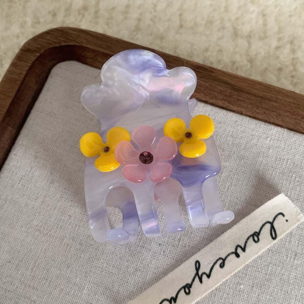 

Заколка для волос с хрустальным цветком, заколки для волос, циркониевая заколка для волос, креативная маленькая ацетатная заколка для волос для женщин/девочек фиолетовый