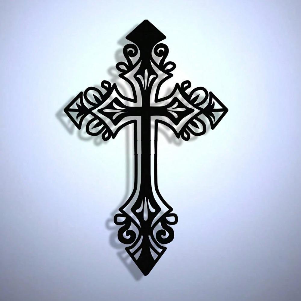 Vintage Hollow Cross Metal Sign Wrought Iron Wall Decor Home Gift Holiday Religious
