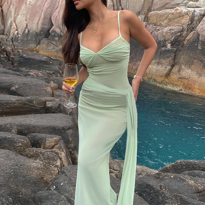 Fashion Printed Suspender Dress, Summer New Sexy Waist and Hip Skirt