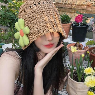 Lipa Big Flower Cute King Bone Rattan Hat Point Bucket Hat