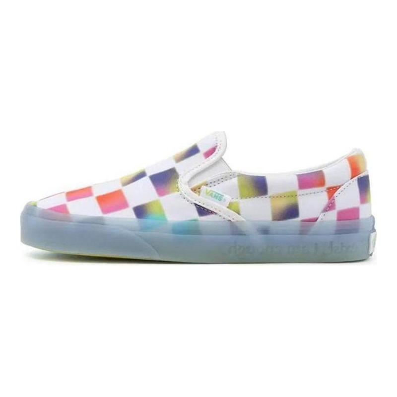 Vans Cultivate Care Classic Slip-On Textile Rainbow Checkerboard Lightweight Low-Top Unisex Skate Shoes Multicolor VN000XG88MC 37