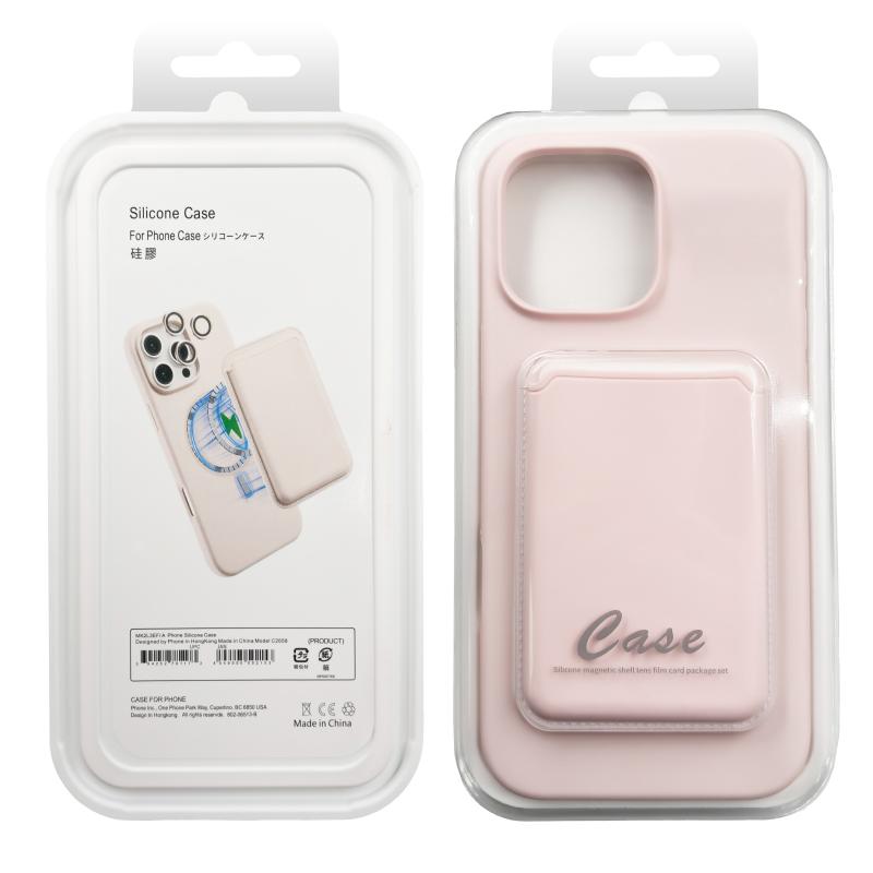 For Magsafe Magnetic Wallet Card Slot Luxury Solid Color Soft Silicone Phone Case For iPhone 16 Pro Max E 14 11 12 13 15 Pro Max