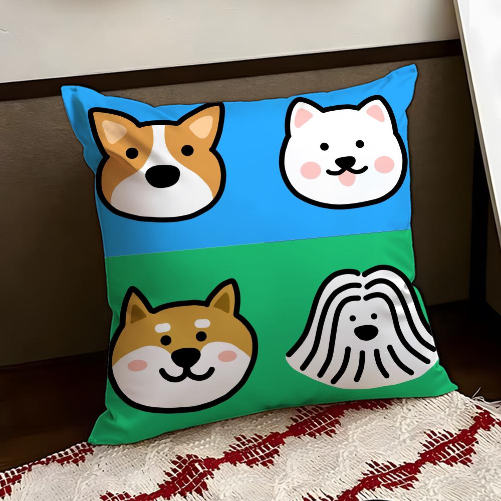 Cartoon Simple Cute Dog Cushion Cover Reversible Soft Durable Pillow Cover Home  Car MultiScene Use for Daily Comfort