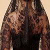 Velo di Pizzo Rete ad Alta Densità Forma Rigida Accessorio per Capelli da Sposa con Raffinati Bordi Floreali Aspetto Retrò Elegante per Matrimoni Halloween Gotico