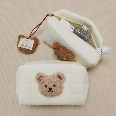 Niedliche Bären-Baby-Kulturbeutel Make-up Kosmetiktaschen Tragbare Windeltasche Babyartikel-Organizer Wiederverwendbare Baumwoll-Clutch Tasche für Mama