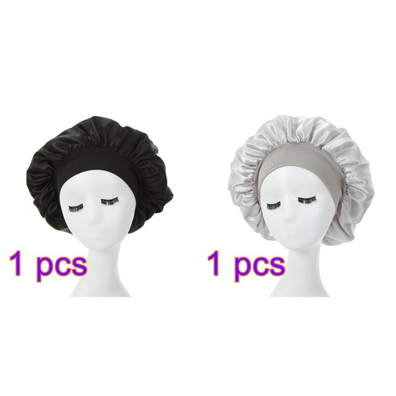 Touca feminina para cabelo noturno, gorro sedoso de cetim com ajuste de camada dupla, chapéu para cabelos cacheados e elásticos, acessórios de estilo