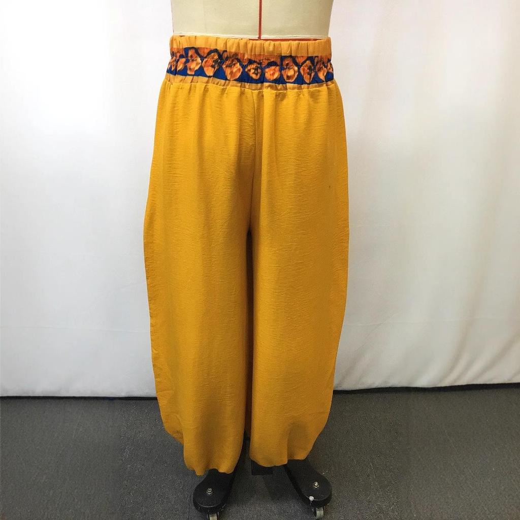 Ethnic Style Loose Lantern Pants - Solid Color, Casual, Plus Size