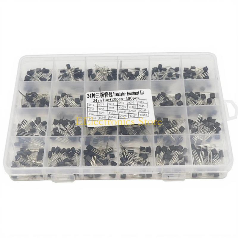 B03C 480Pieces Transistor Components 24 Storage Box for Making and Repair