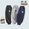 Boys' Fleece-Lined Velvet Sweatpants: Thin, Autumn/Winter Outdoor Wear, Year of the Horse Design.