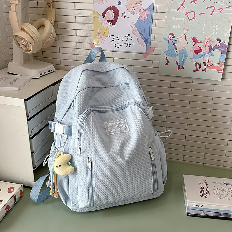 Summer New Water Canvas Bag Literary Japanese Female Lazy Wind Small Backpack Simple Solid Color Female Backpack
