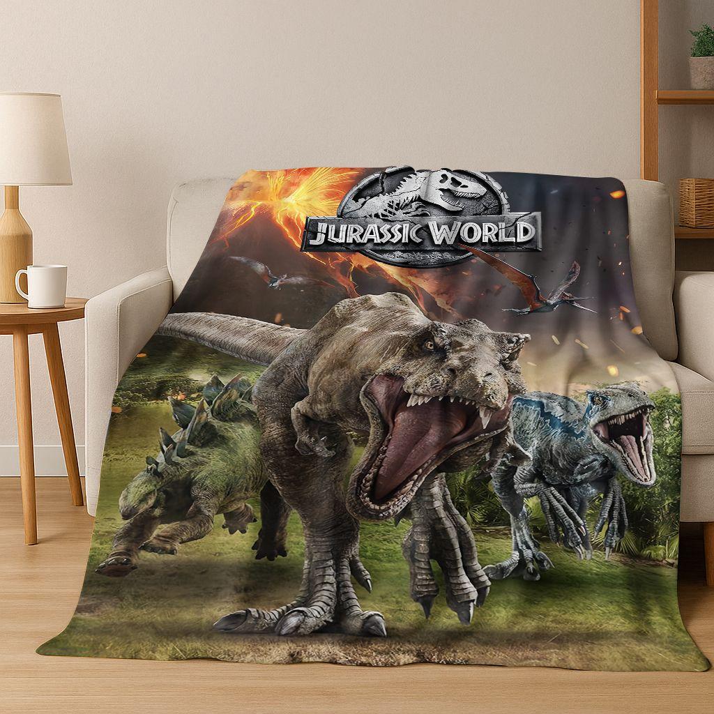 Classic Jurassic Park Dinosaur Movie Tyrannosaurus Rex Flannel Blanket,Cozy Soft Throw Blanket for Home Bedroom Bed Sofa Cover