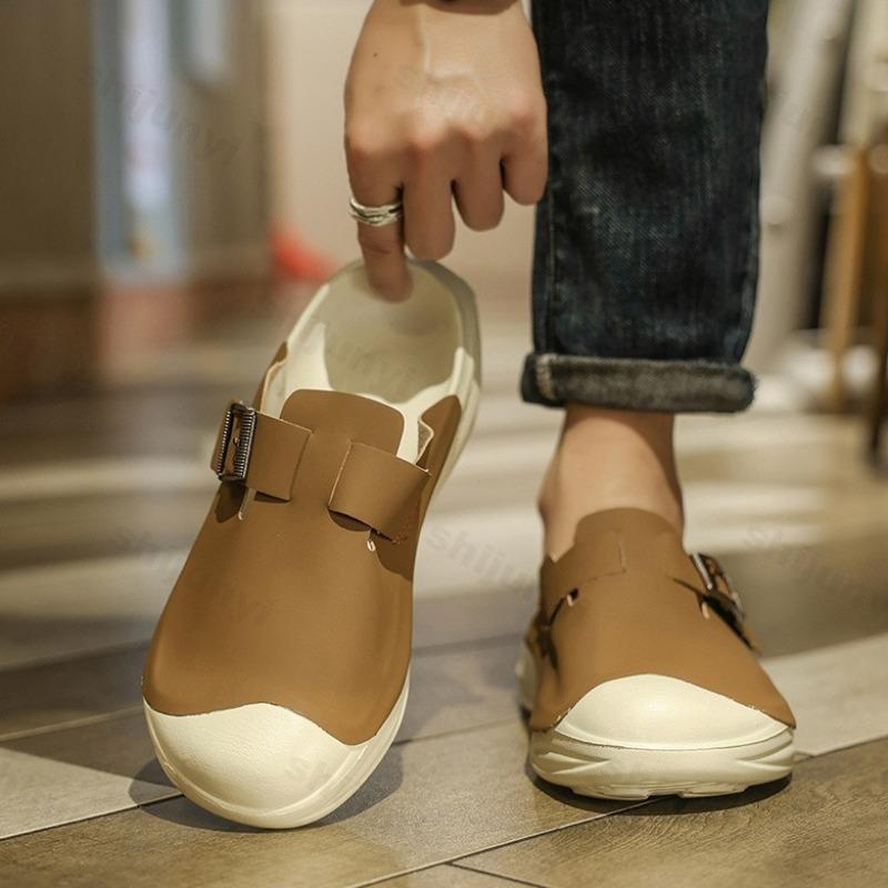 Fashion Fashion Trend Casual Half Slippers for Men's 2025 Spring New Thick Soled Retro Comfortable Slip on Draggers Beach Chunky Sandals