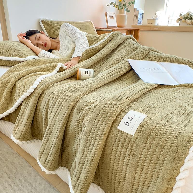 Category A Thicken Jacquard Velvet Warm Autumn Winter Blankets Soft Skin-friendly Warmth Sofa Blanket Warmth Comfortable Duvet