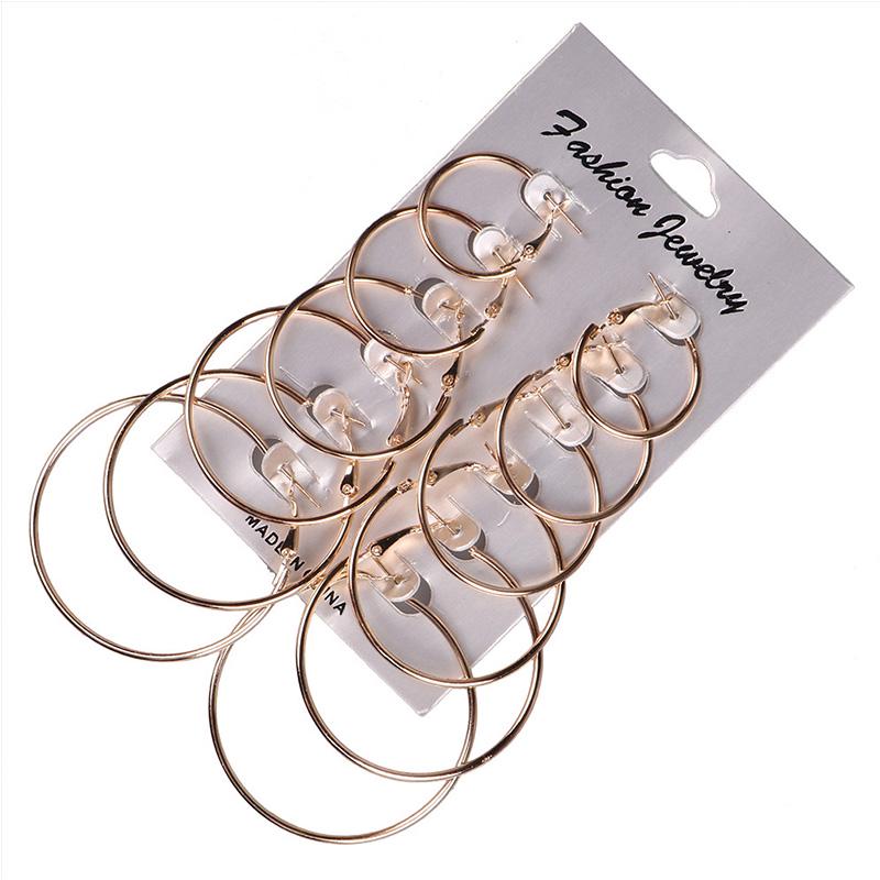 Big Circle Hoop Earring Set Fashion Hiphop Gold&Silver Color Earrings For Cool Girl