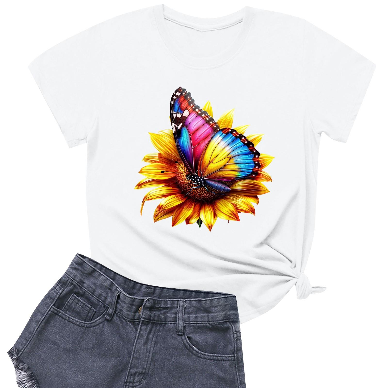 

Женская модная повседневная футболка с круглым вырезом и короткими рукавами XL белый