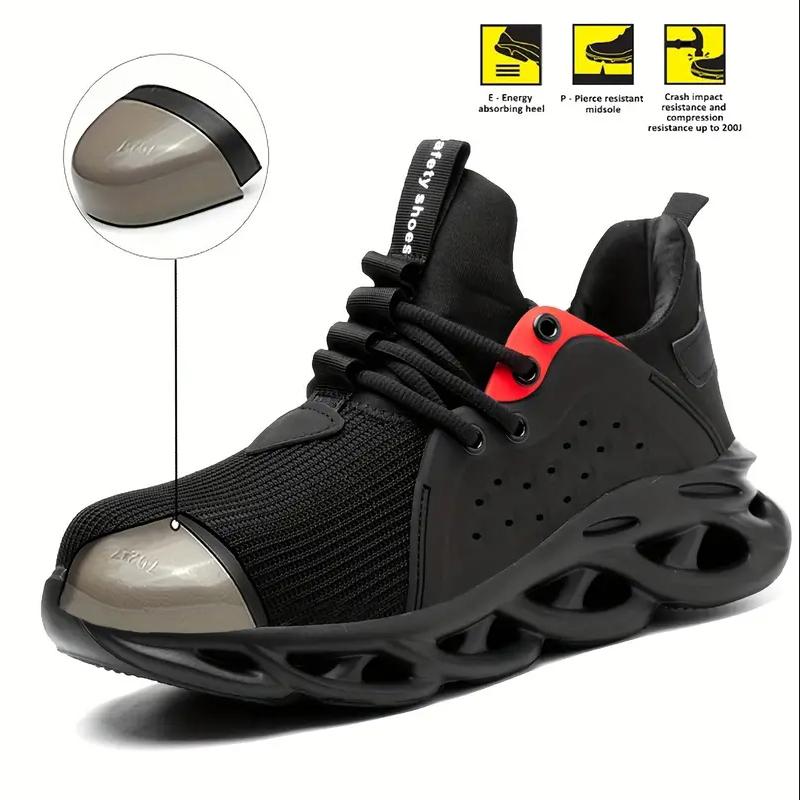 Unisex Steel Toe Work Sneakers Breathable Safety Shoes With EVA Cushion All-Season Comfort for Construction Outdoor Casual Shoes
