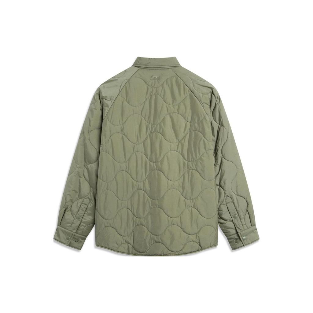 Li Ning CF Suo Solid Color Single-Breasted Long Sleeve Cotton Jacket Men Jacket Olive-Green AJMT239-1