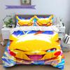 Pikachu Patterned Pillowcase & Duvet Cover Set Anime Print Themed Bedding for Bedroom Gift for Lovers.-TING