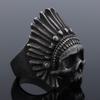 Adjustable Open Skull Ring Men Women Sterling Vintage Indian Style Biker Jewelry
