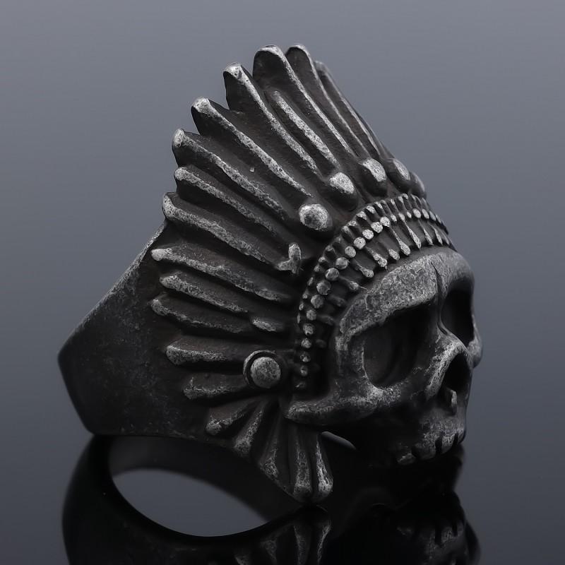 Adjustable Open Skull Ring Men Women Sterling Vintage Indian Style Biker Jewelry