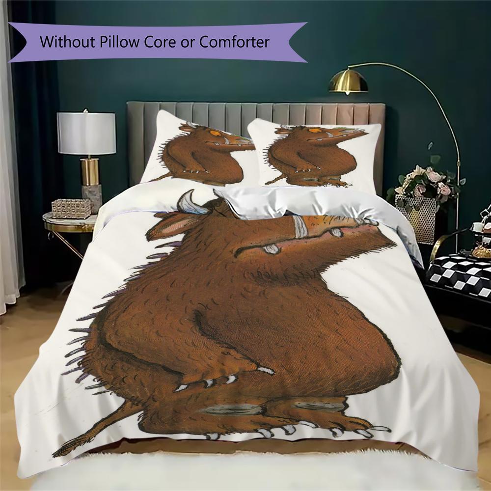 The Gruffalo Pattern Bedding,Quilt Set Quilt Cover Pillowcase Home Birthday Gift(1 * Duvet Cover + 2 * Pillowcase, Without Core)_lx