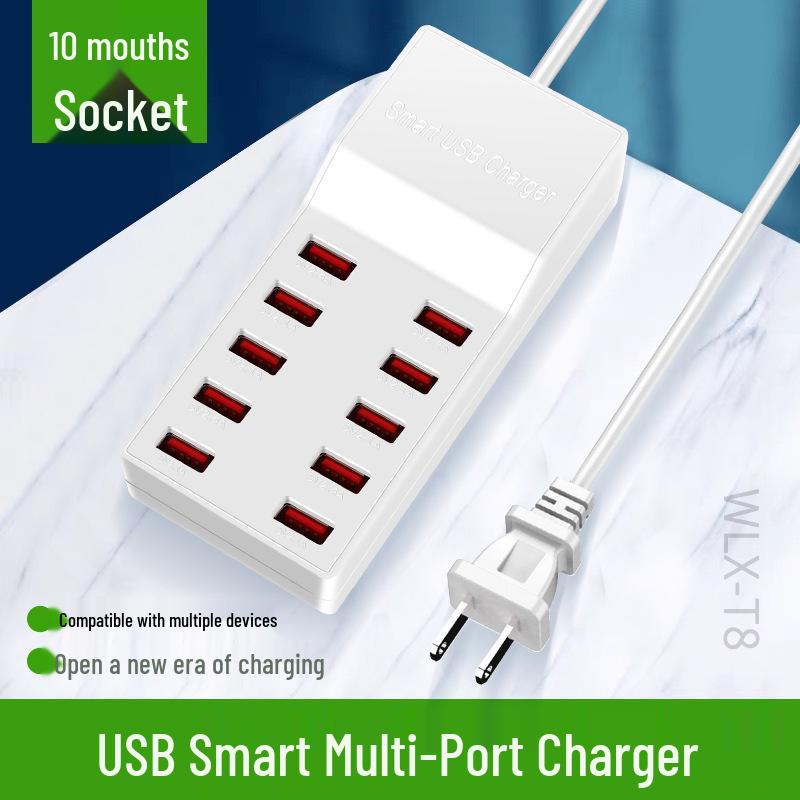 10-Port USB Charger, 50W Fast Charging Station for Phones and Tablets T8