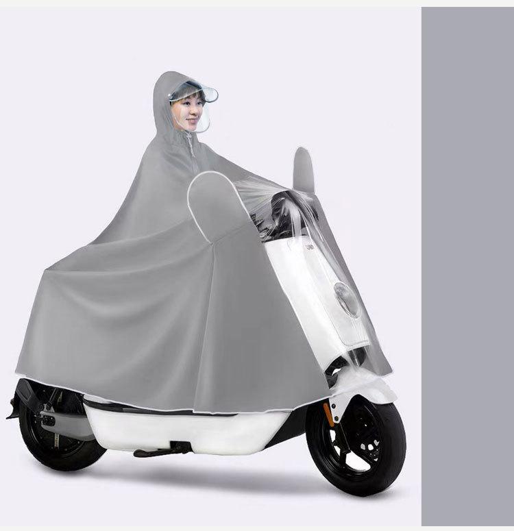 Thickened Electric Vehicle Poncho with Clear Dashboard, Double Brim, and Extended Length for Rainstorm Protection – Helmet-Compatible