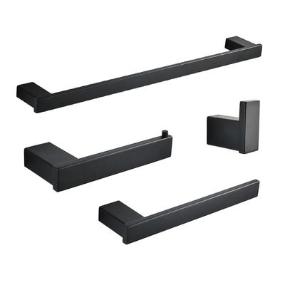 Matte Black Stainless Steel 304 Towel Ring Robe Hook Toilet Brush Holder Towel Bar Bathroom Accessories Set Paper Holder 610000R