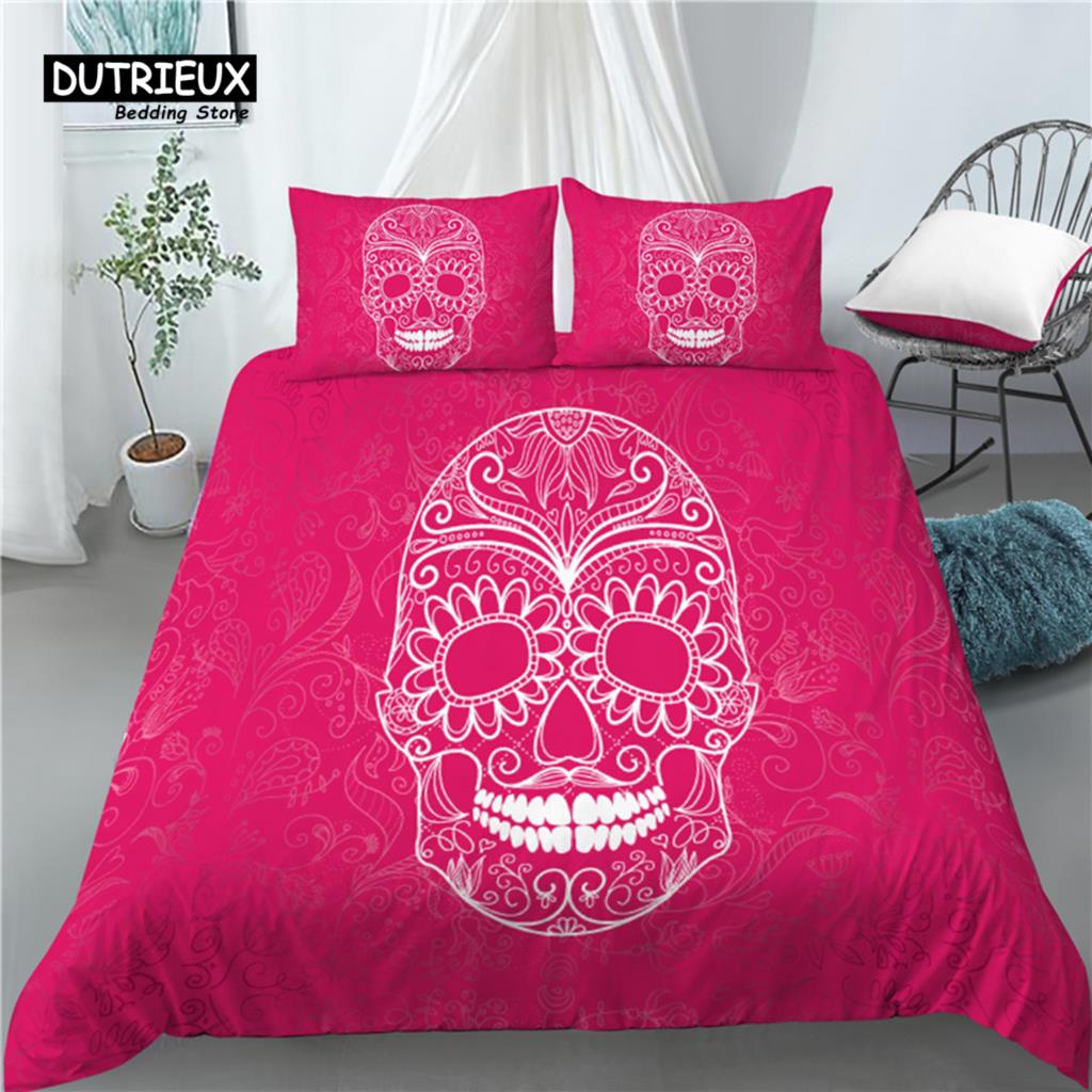 Home Living Luxury 3D Horror Skull Print 2/3Pcs Comfortable Duvet Cover PillowCase Bedding Sets Queen and King EU/US/AU Size