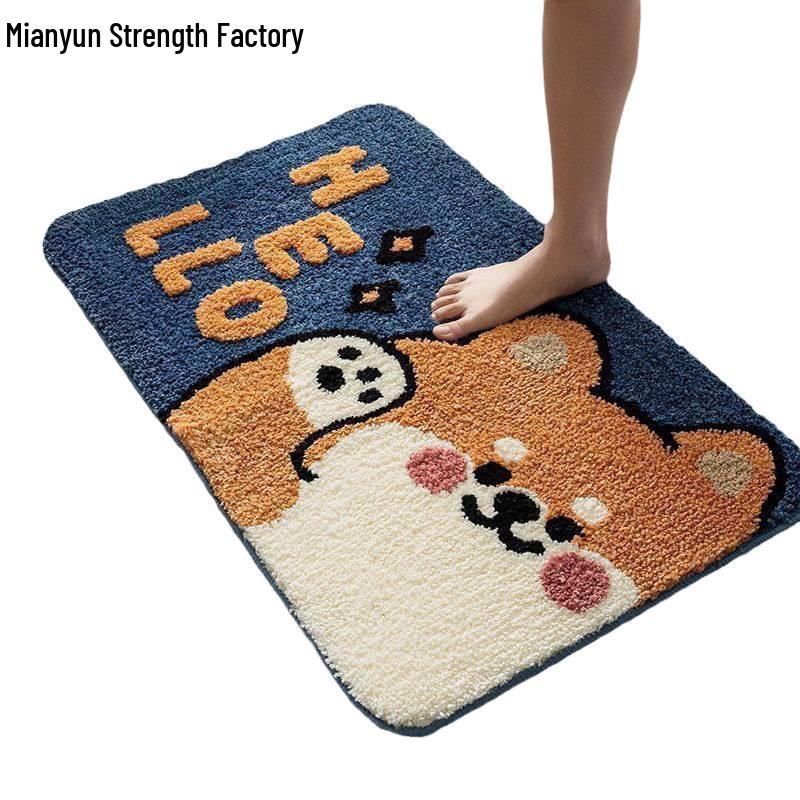 Cute Cartoon Non-Slip Bathroom Floor Mat & Toilet Door Foot Pad