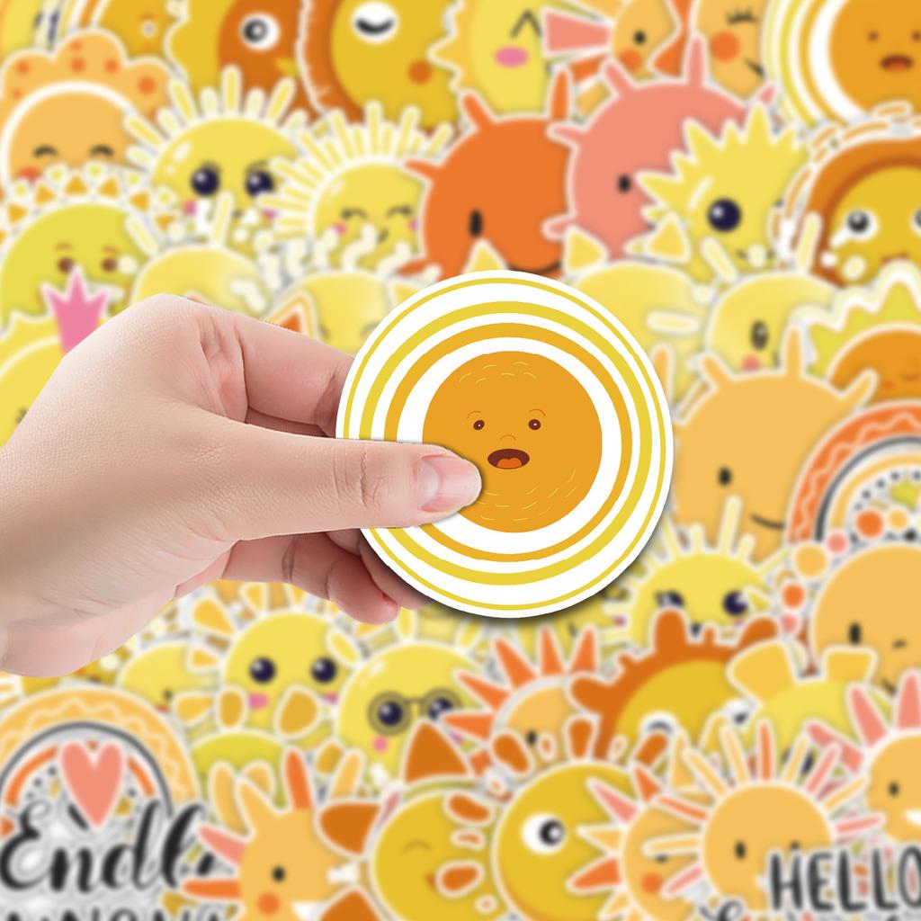 50 Sun Cartoon Stickers Car Mobile Phone Water Cup Decoration Stickers Waterproof Creative Children Stationery Stickers