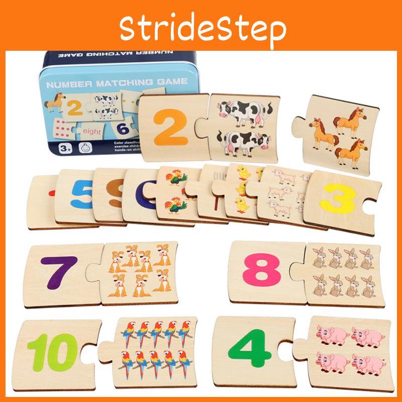 Educational Wooden Puzzle With Numbers And Animal Food Matching For Kids