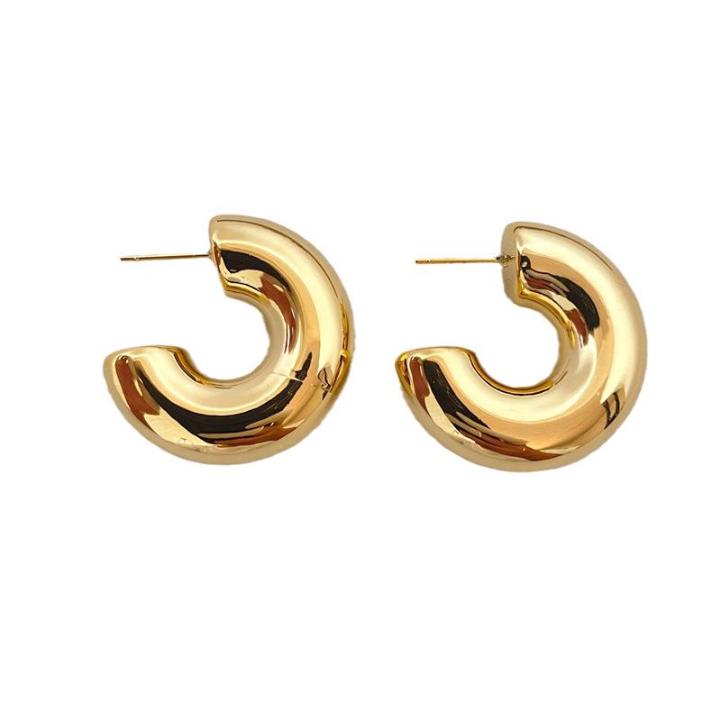 Retro European and American Niche Metal Textured Hoop Earrings for Women