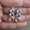 Blue Topaz Amethyst Citrine Earrings, 925 Sterling Silver, Gemstone Dangle Earrings
